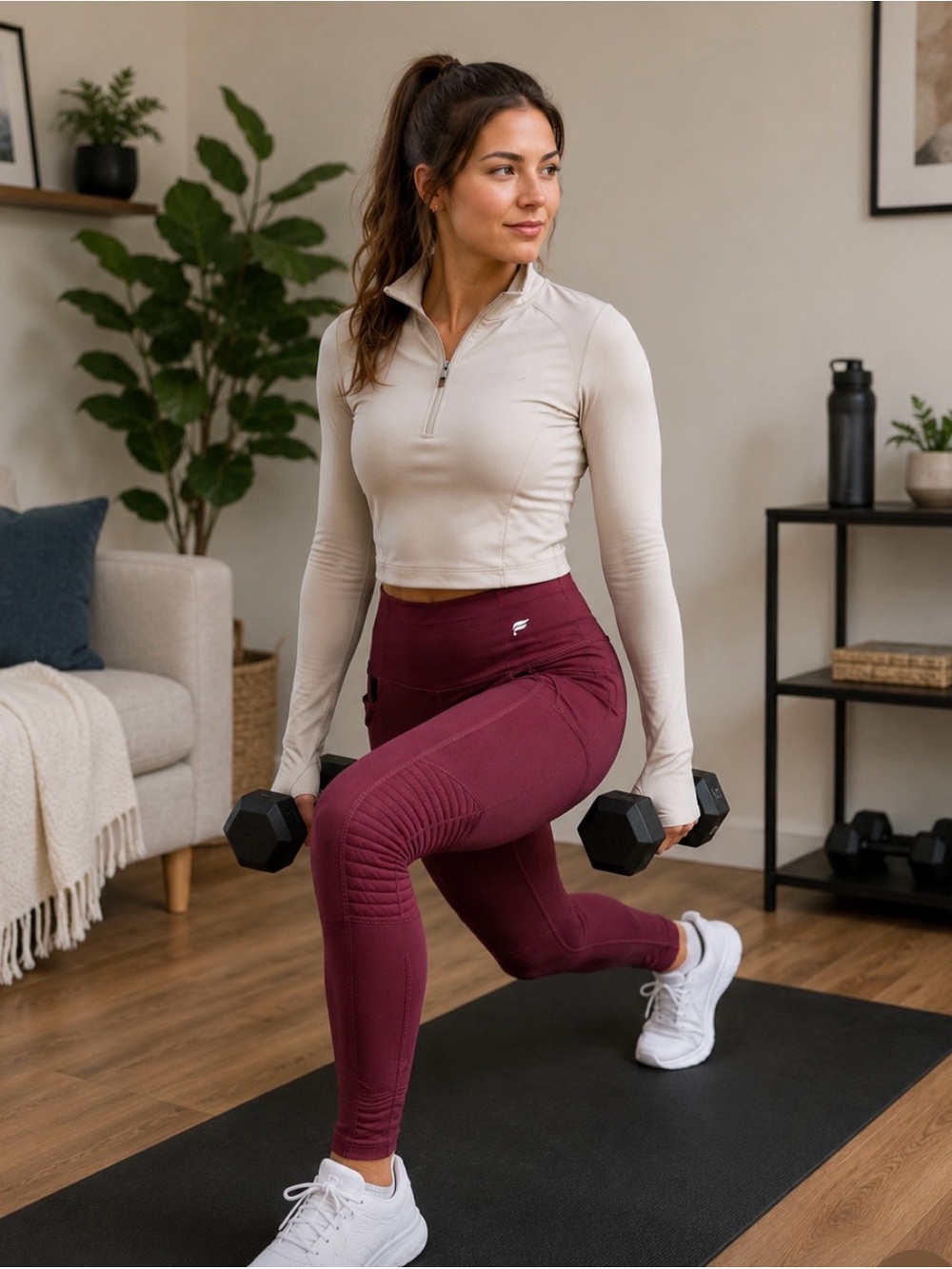 Fabletics Burgundy High-Waist Leggings